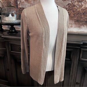 Talbots Open Cardigan 100% Linen Tan Size MP